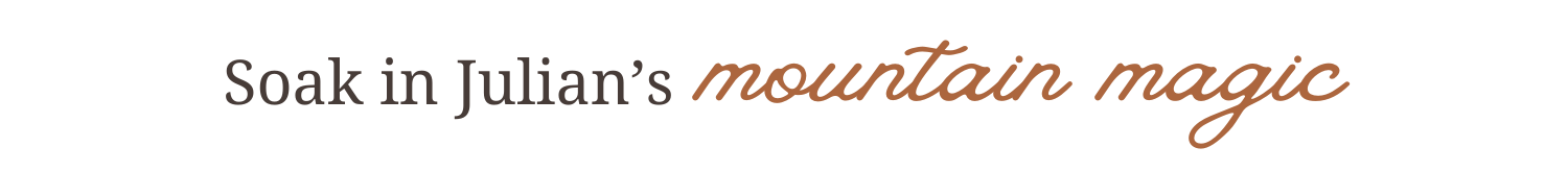 Words reading "Soak in Julian's mountain magic"
